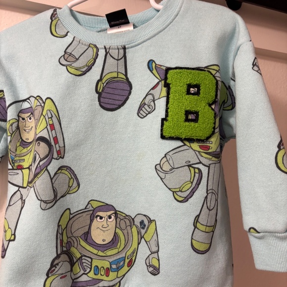 Disney Pixar Toy Story Size 2T Light Blue Buzz Lightyear Fleece Sweatshirt Pre❤️ - Picture 4 of 13